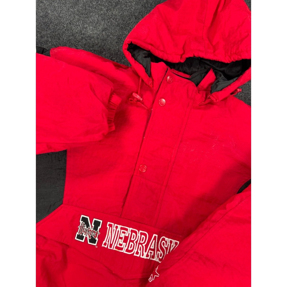 VTG 90s Starter Nebraska Cornhuskers Huskers Pullover Jacket XXL Red Black